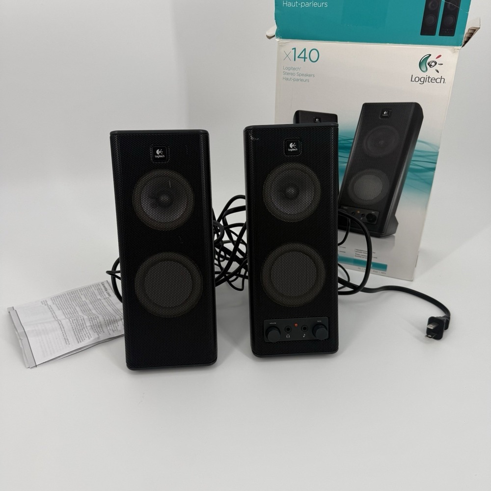 Logitech X-140 Stereo Speakers S-0264A 5W Desktop 3.5mm W Box & Manual Works